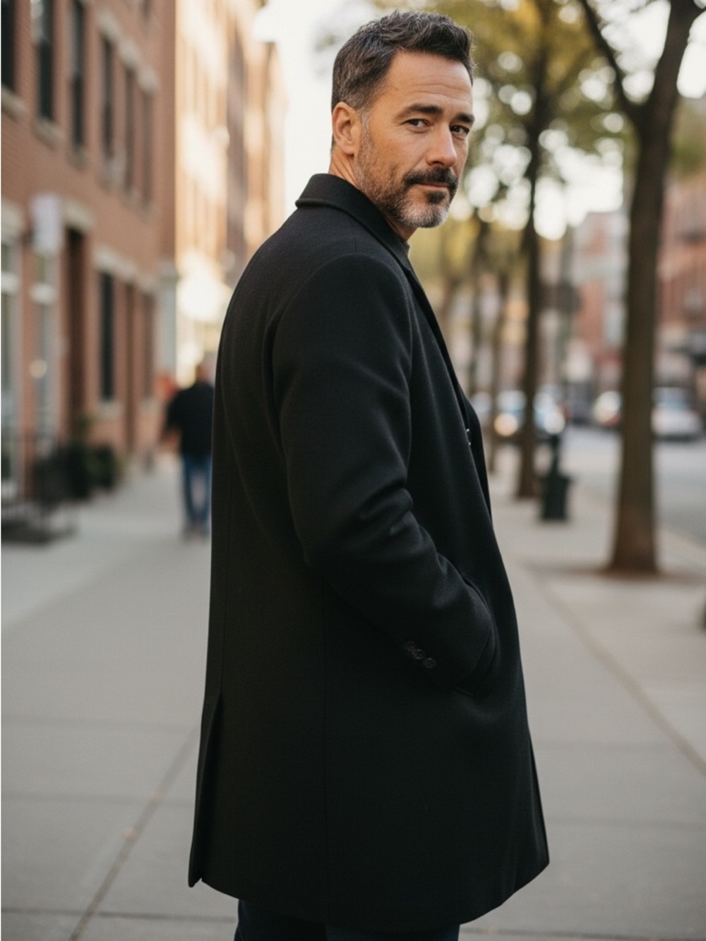 Loro Piana Nordstrom Classic Black Wool Storm System Overcoat Trench Coat 40R - Picture 4 of 13